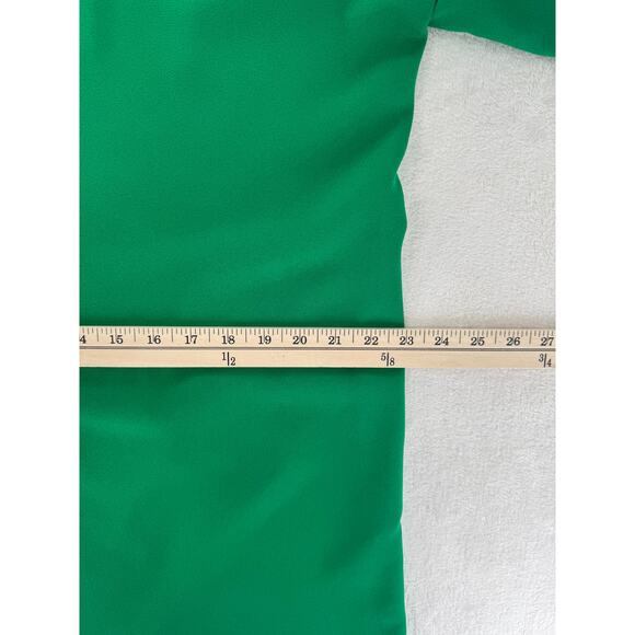 Zara Green Shift Dress XL Ruffle Pullover V neck Knee Length - Picture 9 of 10